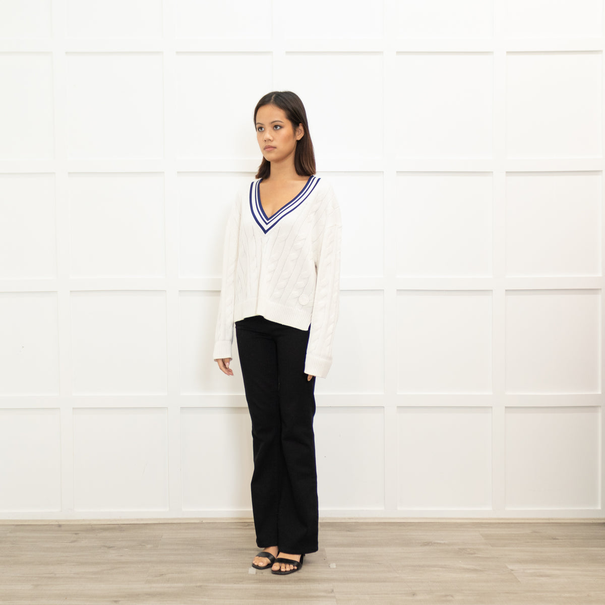 MarcCain White and Blue Stripe Jumper