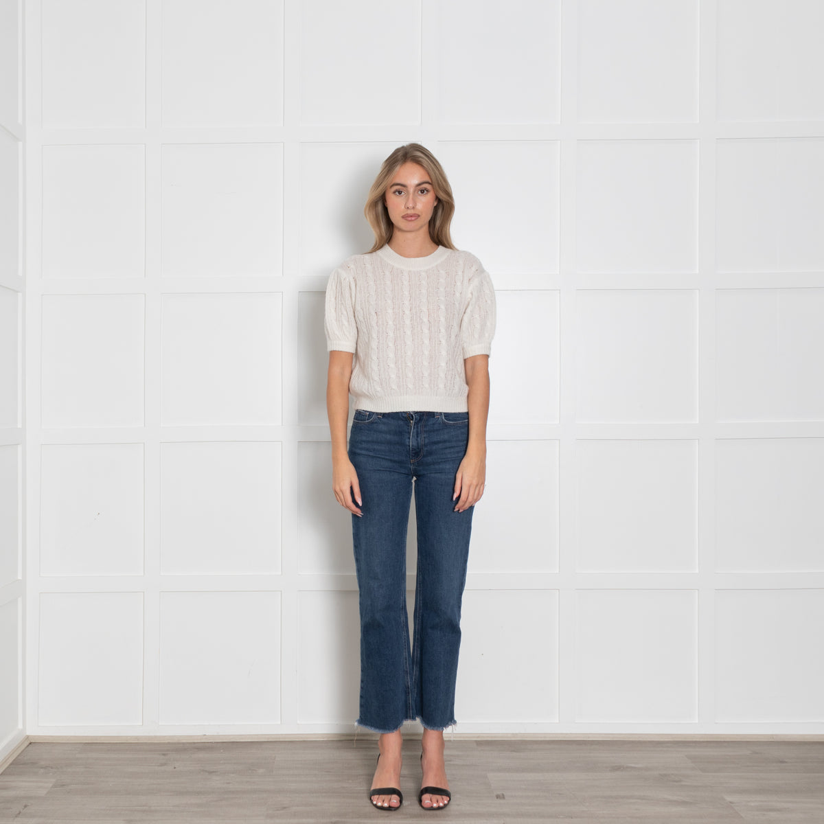 Lisa Yang Cream Cashmere & Silk Short-sleeve Jumper