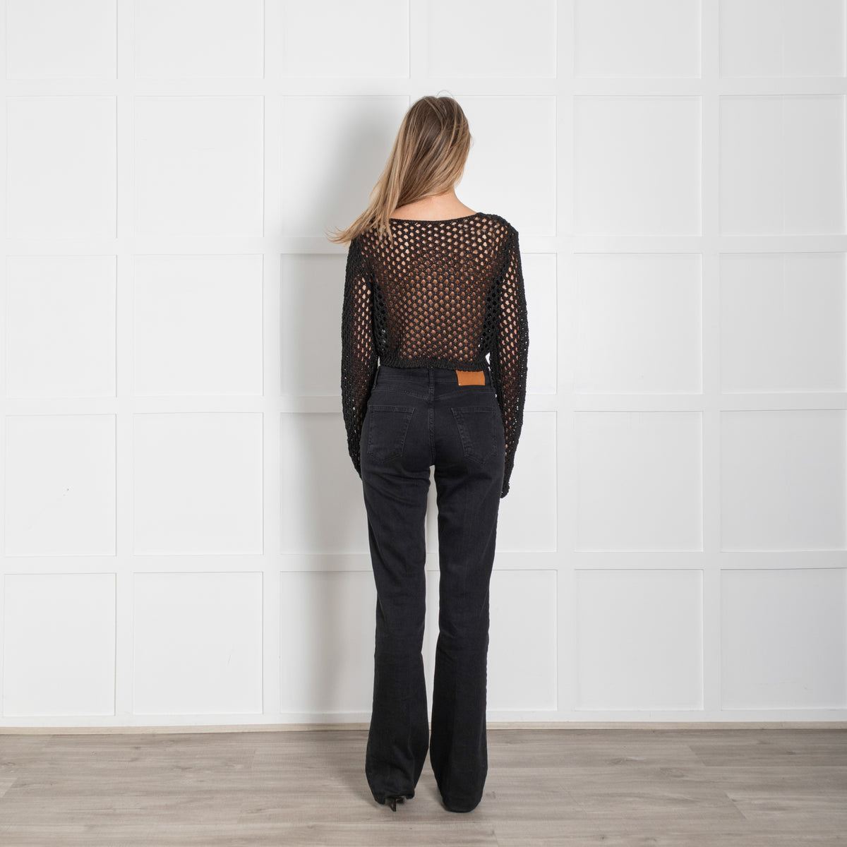 The Frankie Shop Black Crochet Cotton Blend