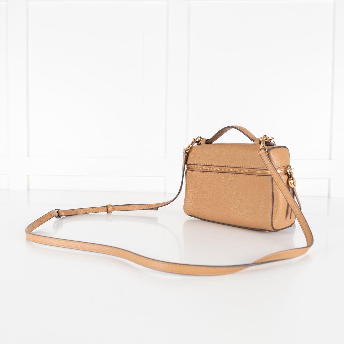 Tory Burch Romy Slim Taupe Leather Crossbody Bag