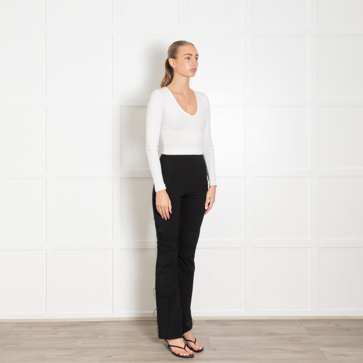 Talia Byre Black Freyed Hem Trousers