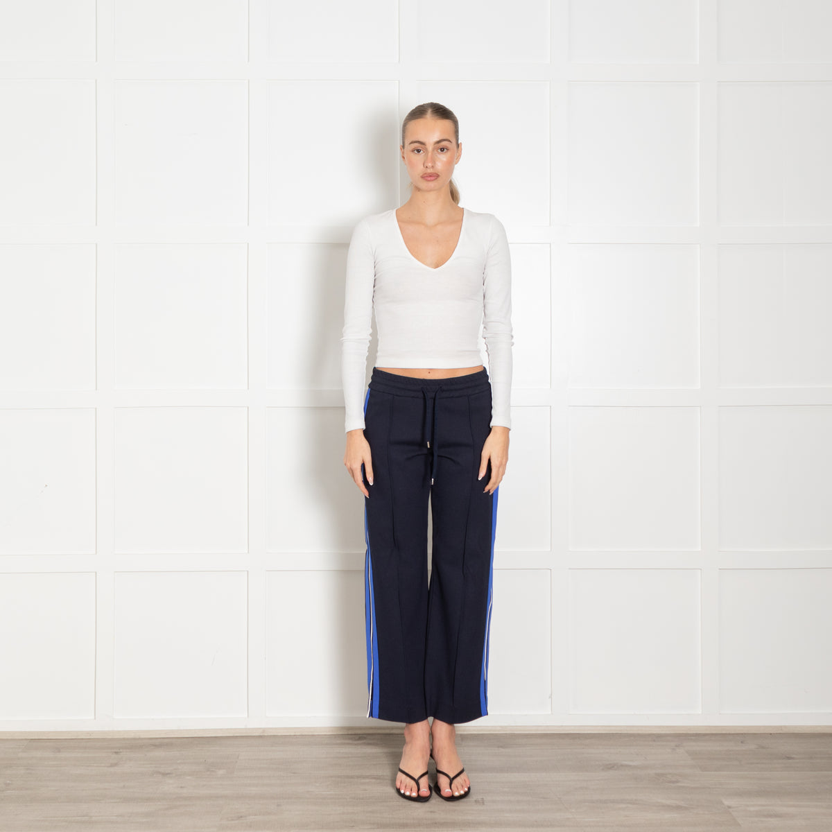 Clementine B Blue Side Stripe Jersey Trousers