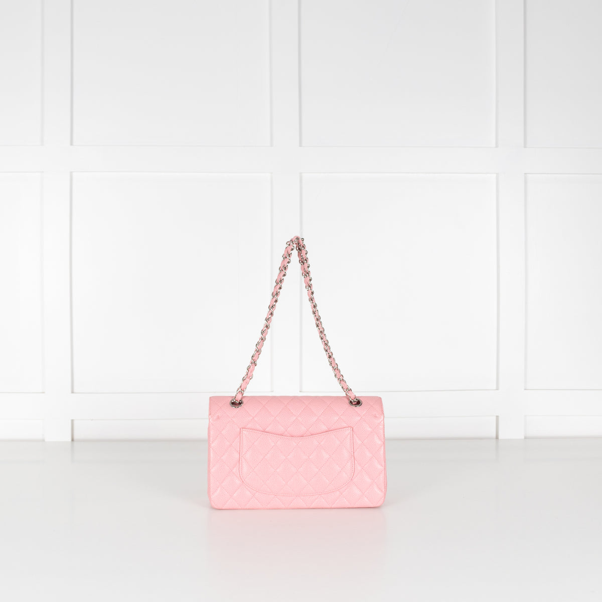 Chanel Pink Caviar Medium Flap Bag with Silver Hardwear