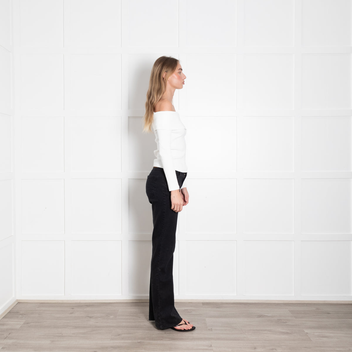 Veronica Beard Jeans Cream Off The Shoulder Long Sleeve Top