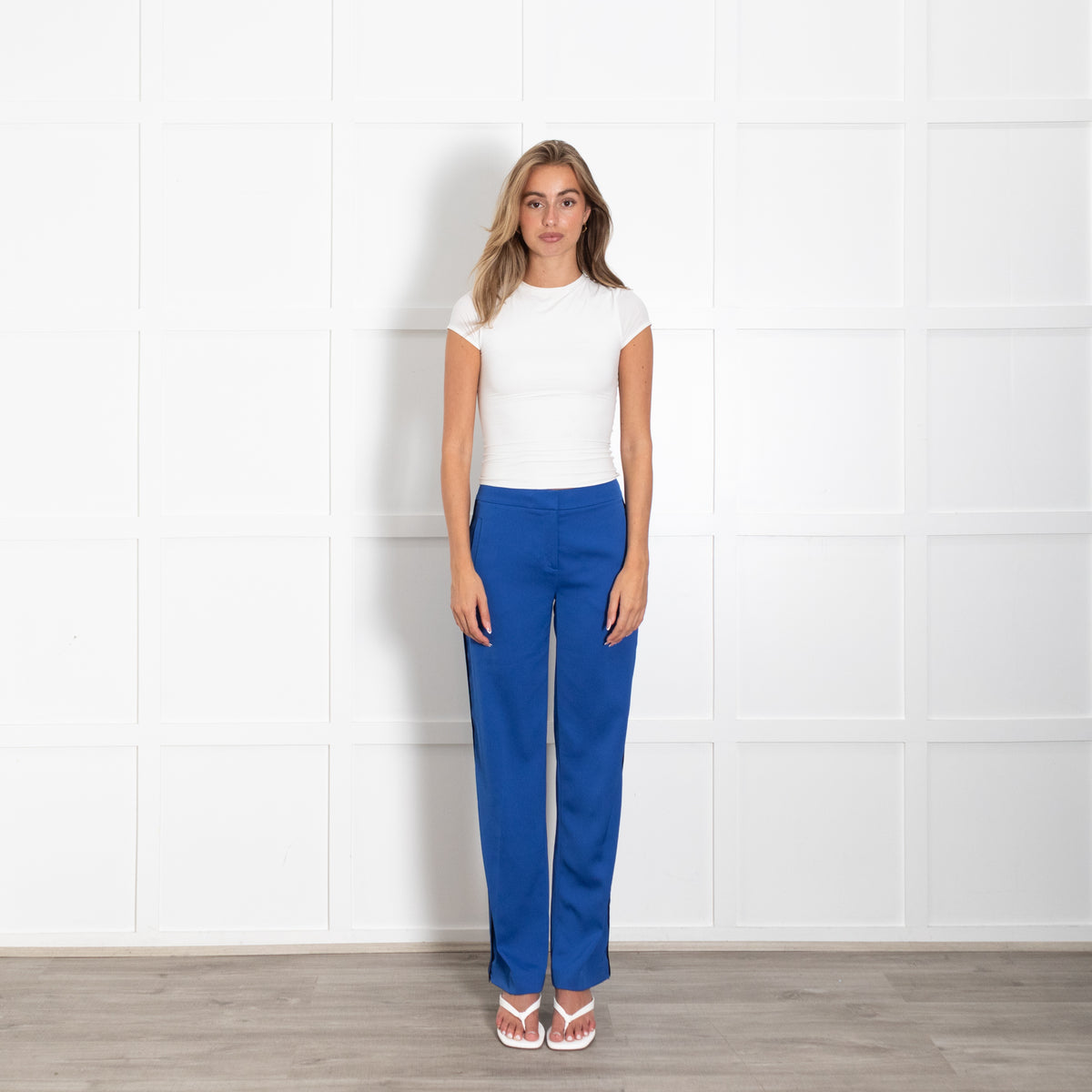 Me +Em Royal Blue Tailored Trousers With Black Side Stripe UK 6