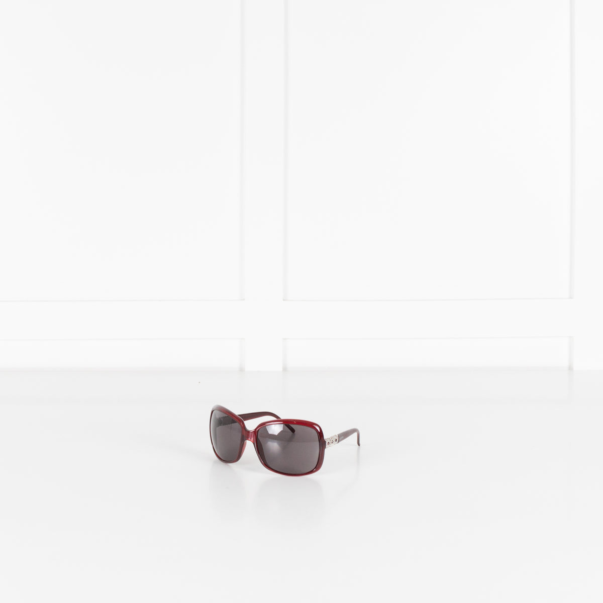 Valentino Red Sunglasses With Crystal Embellishments on Arms