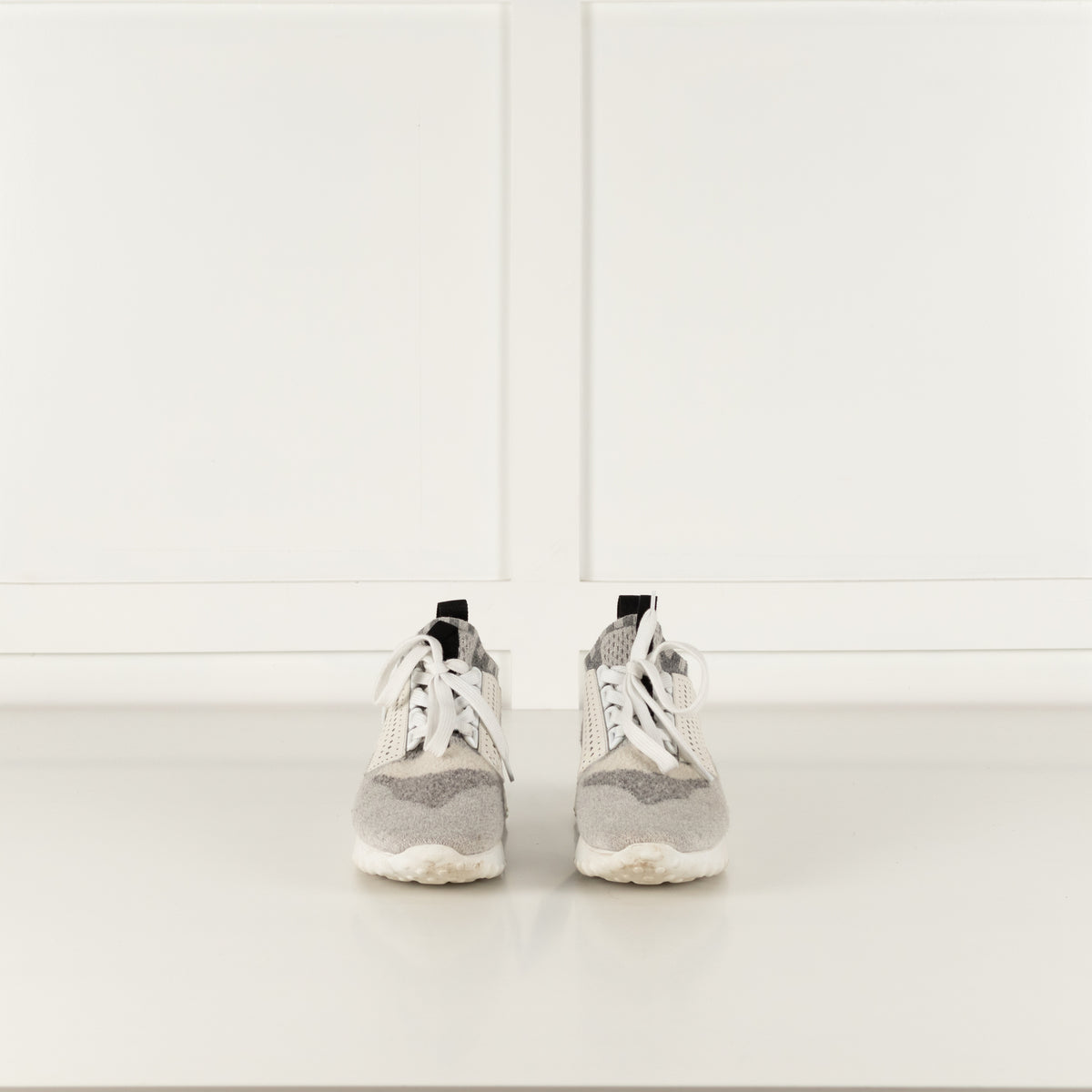 Tods Grey White Silver Lurex Knit Trainers