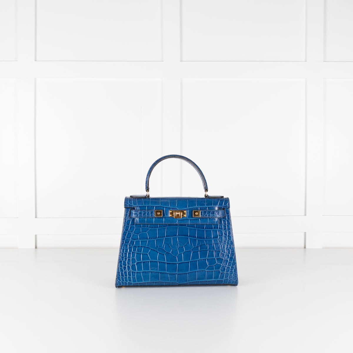 LaLage Beaumont Maya East West Blue Crocodile Print Bag
