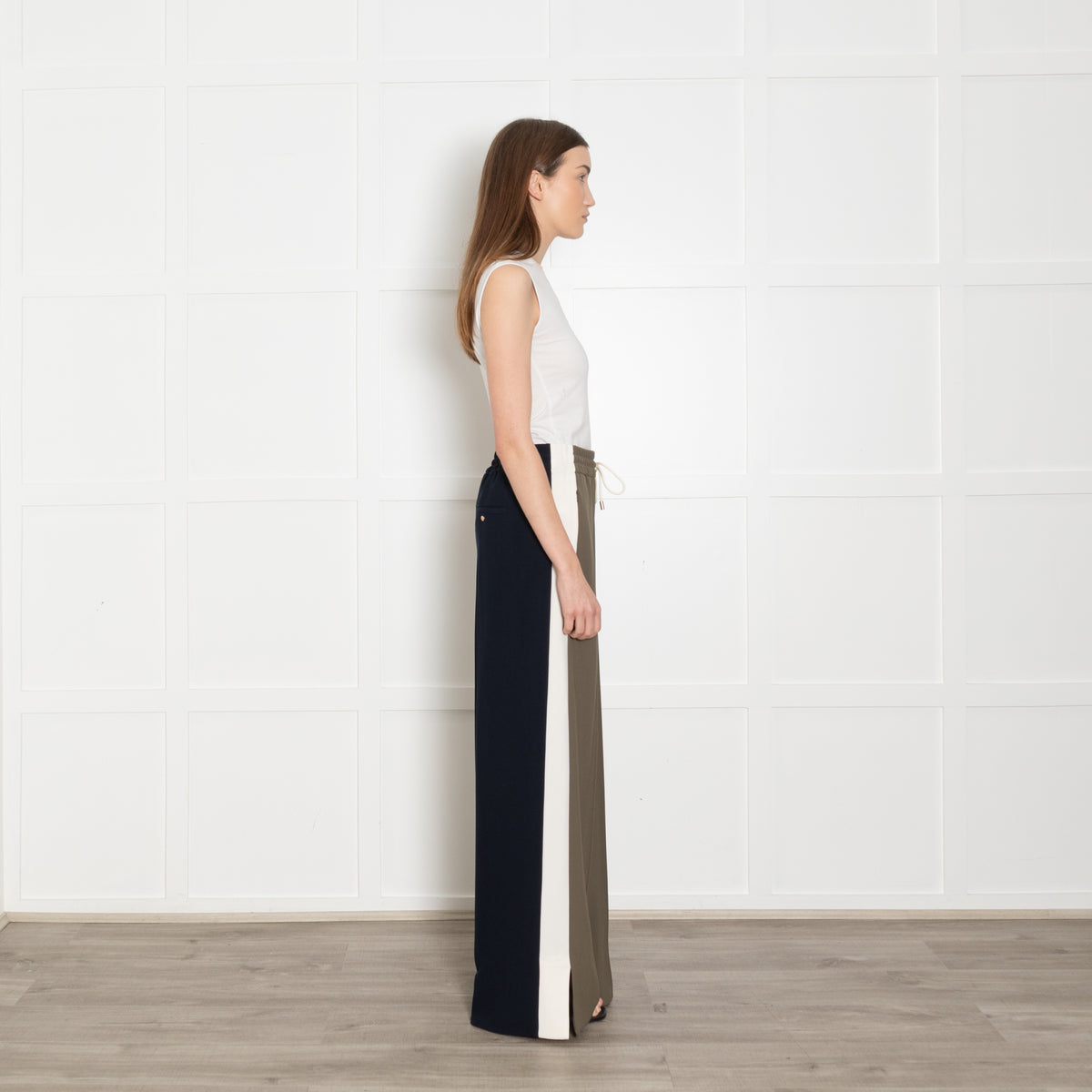 Me + Em Khaki Black Side Stipe Trousers