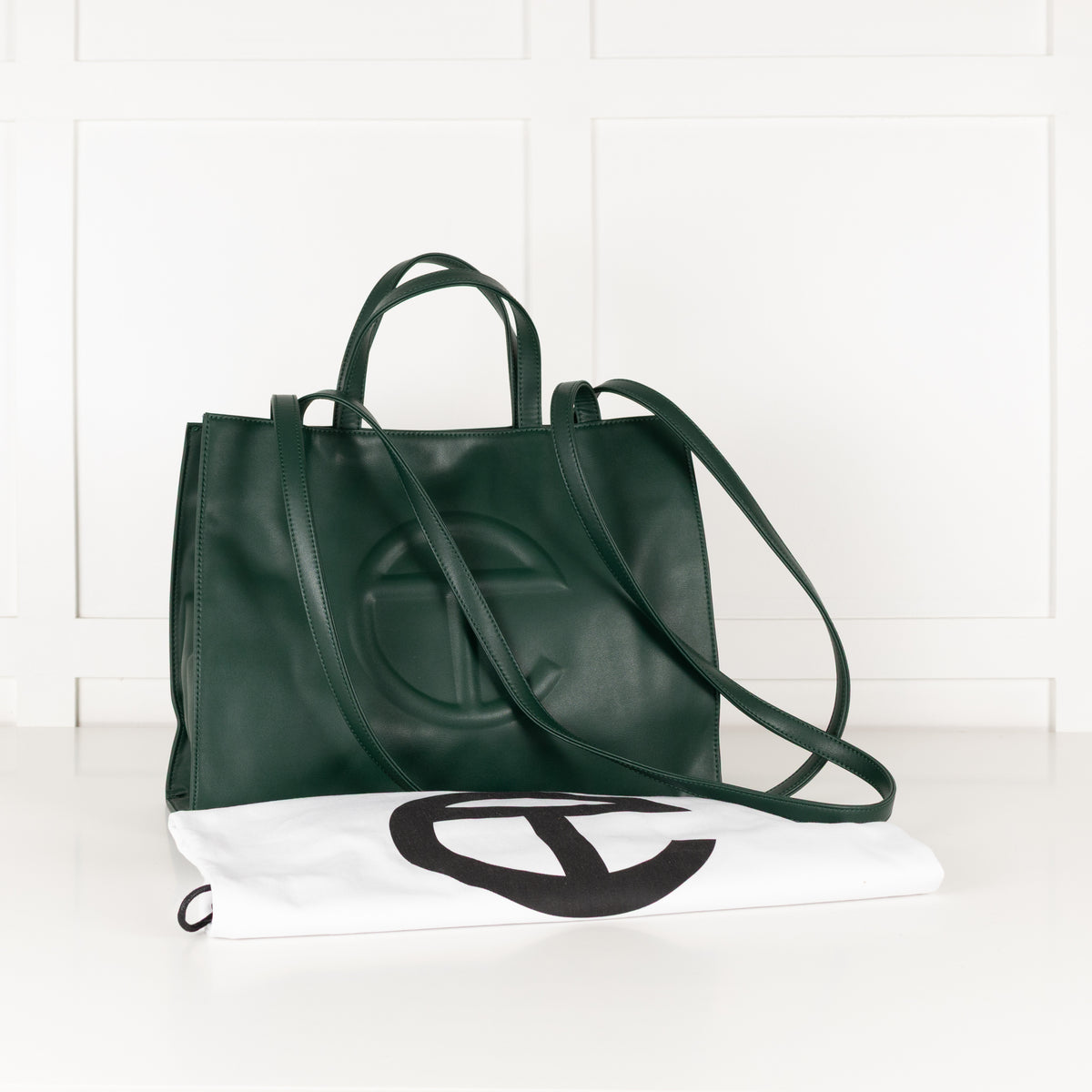 Telfar Dark Green Faux Leather Medium Shopping Bag