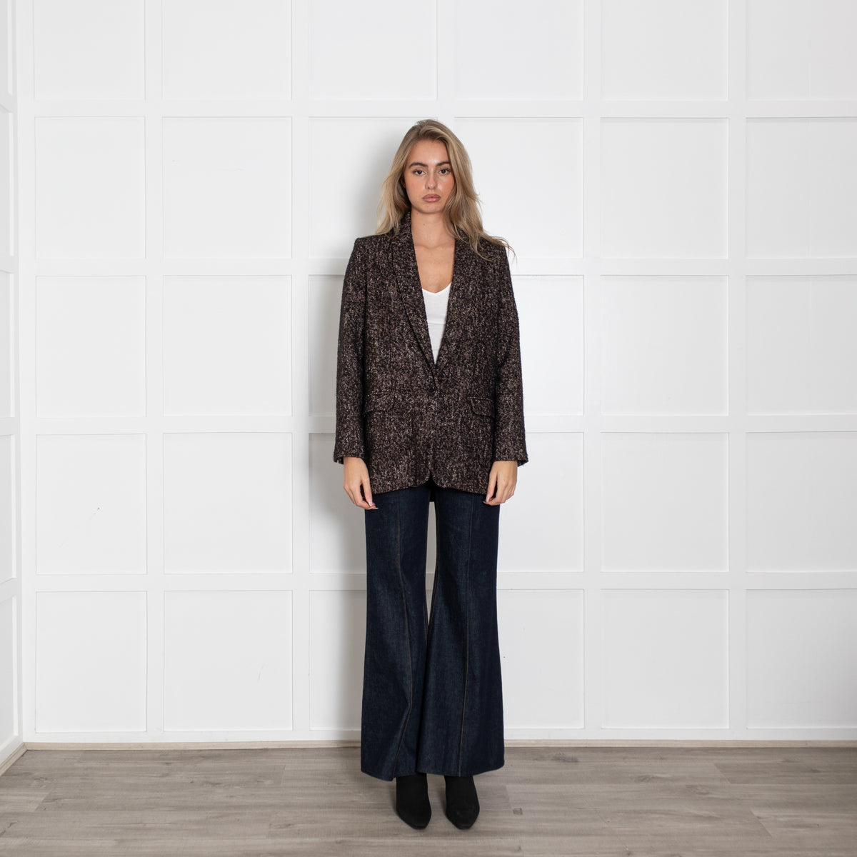 Sessun Brown Black Cream Fleck Blazer Jacket