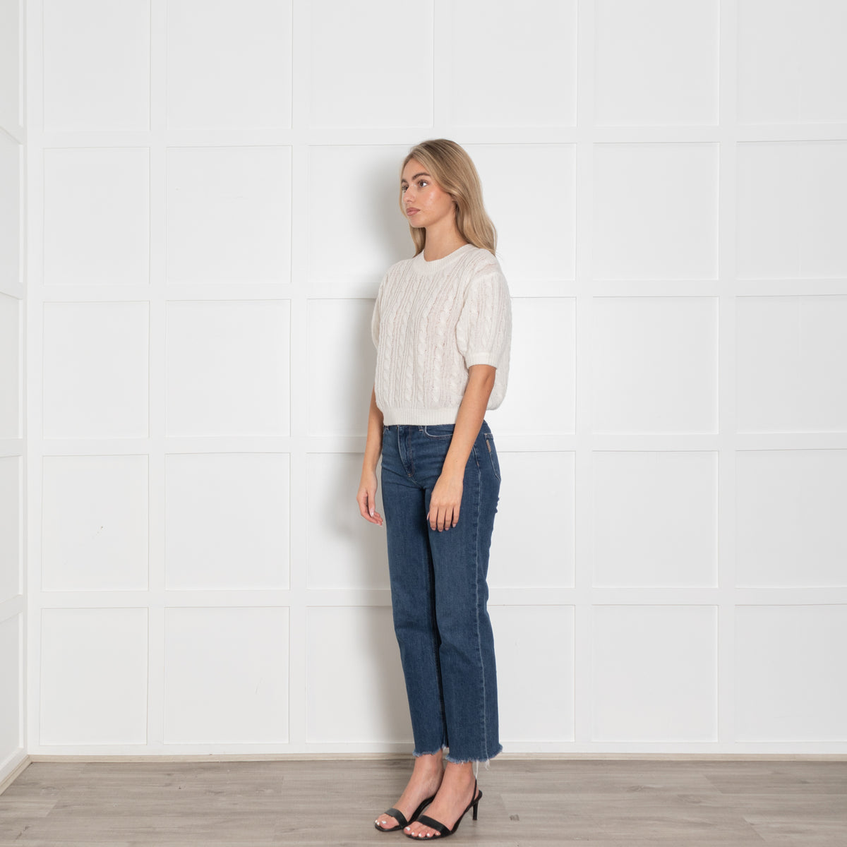 Lisa Yang Cream Cashmere & Silk Short-sleeve Jumper