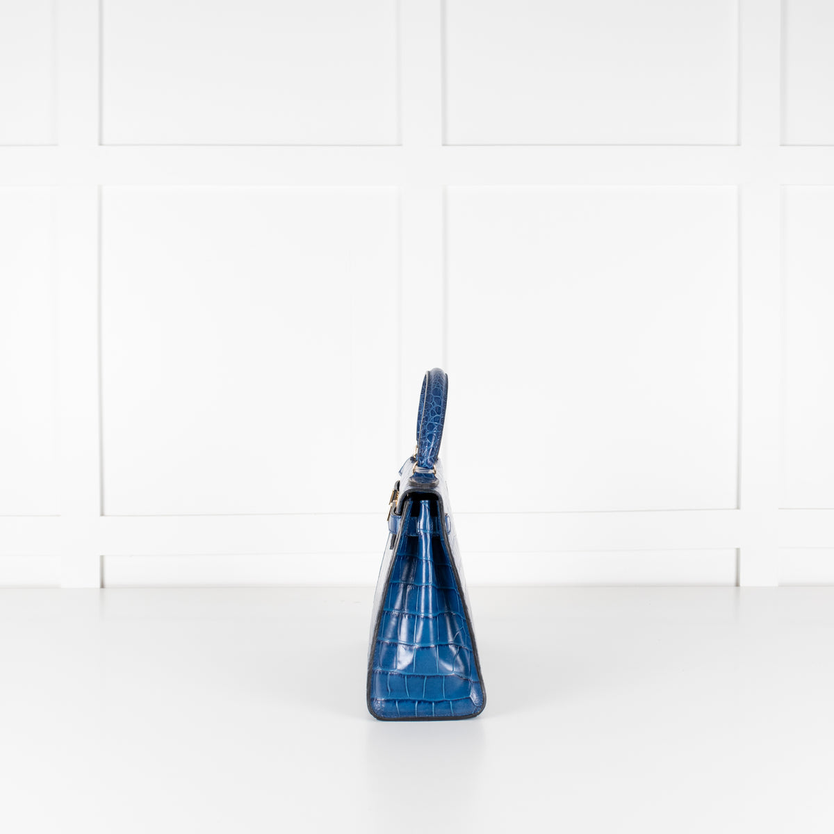 LaLage Beaumont Maya East West Blue Crocodile Print Bag
