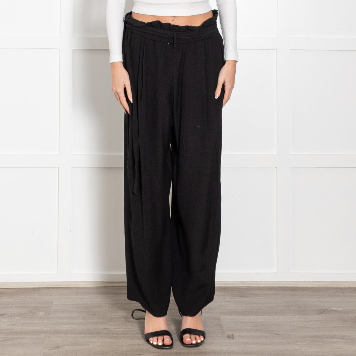 Forte Forte Black Elasticated Waist Wide Leg Trousers
