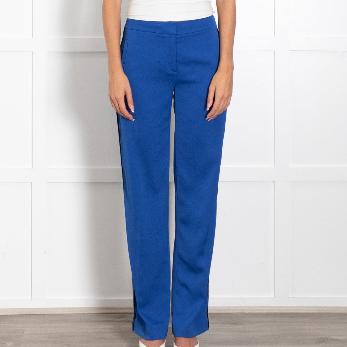 Me +Em Royal Blue Tailored Trousers With Black Side Stripe UK 6