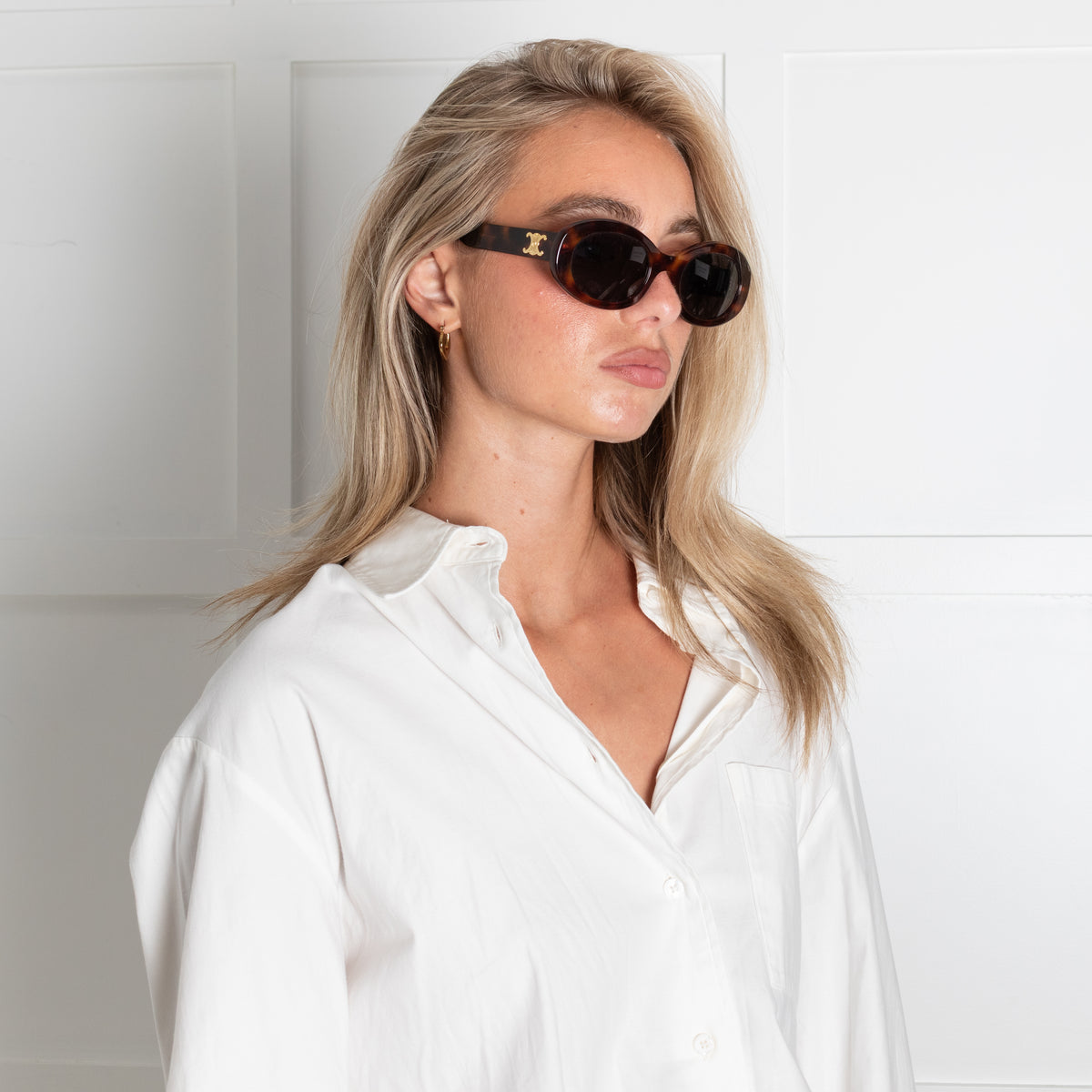 Celine Triomphe Tortoiseshell Acetate Sunglasses