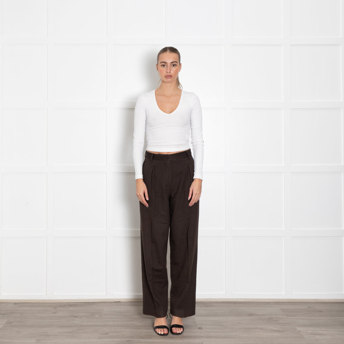 Officine Generale Brown Pleated Front Wide Leg Trousers