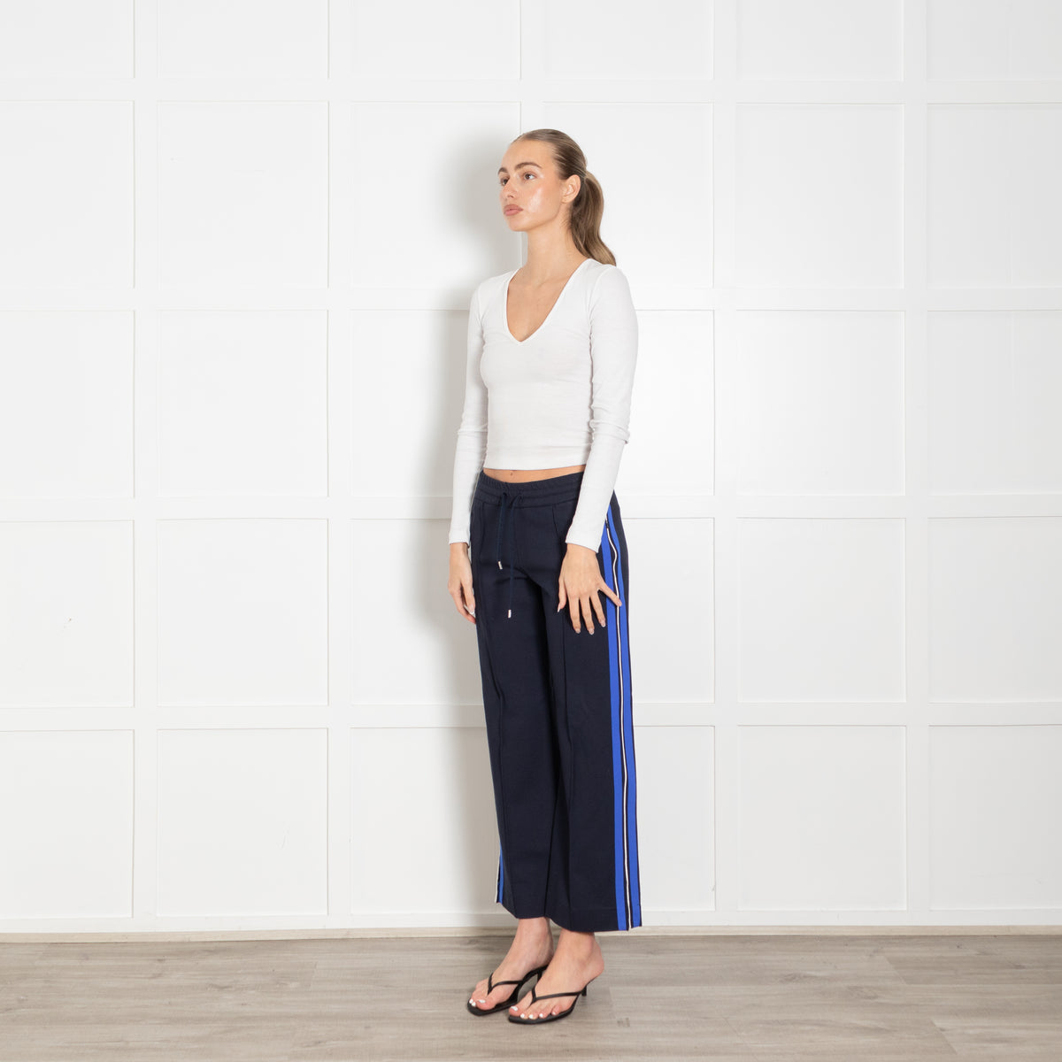 Clementine B Blue Side Stripe Jersey Trousers