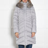 Laurel Grey Nylon Puffer Jaclkey with Fur Trim Hood