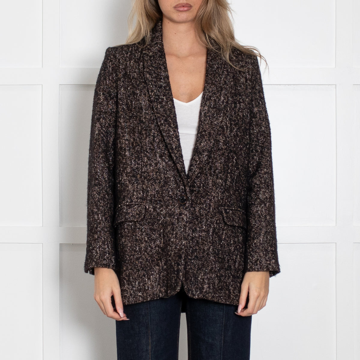 Sessun Brown Black Cream Fleck Blazer Jacket