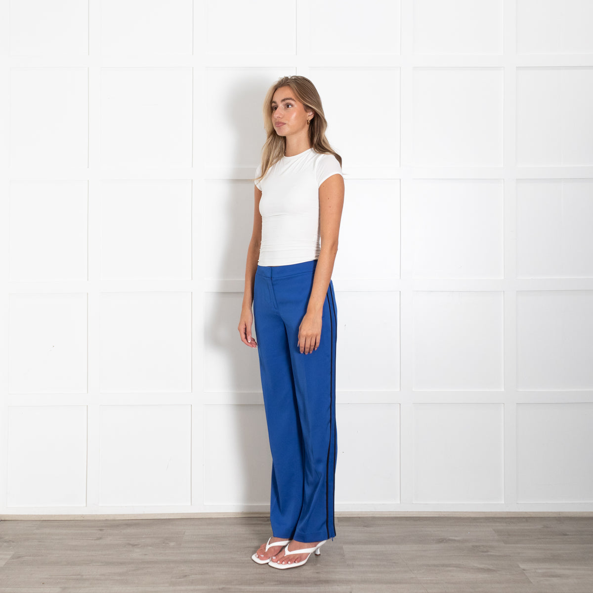 Me +Em Royal Blue Tailored Trousers With Black Side Stripe UK 6