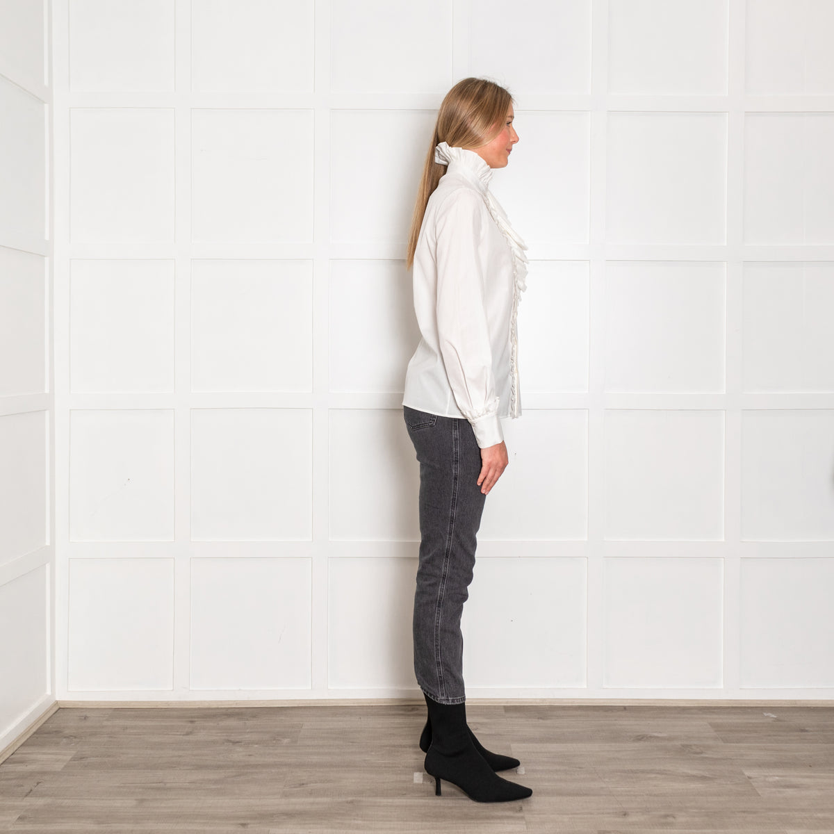 Lanvin White Frill Neck Cotton Shirt