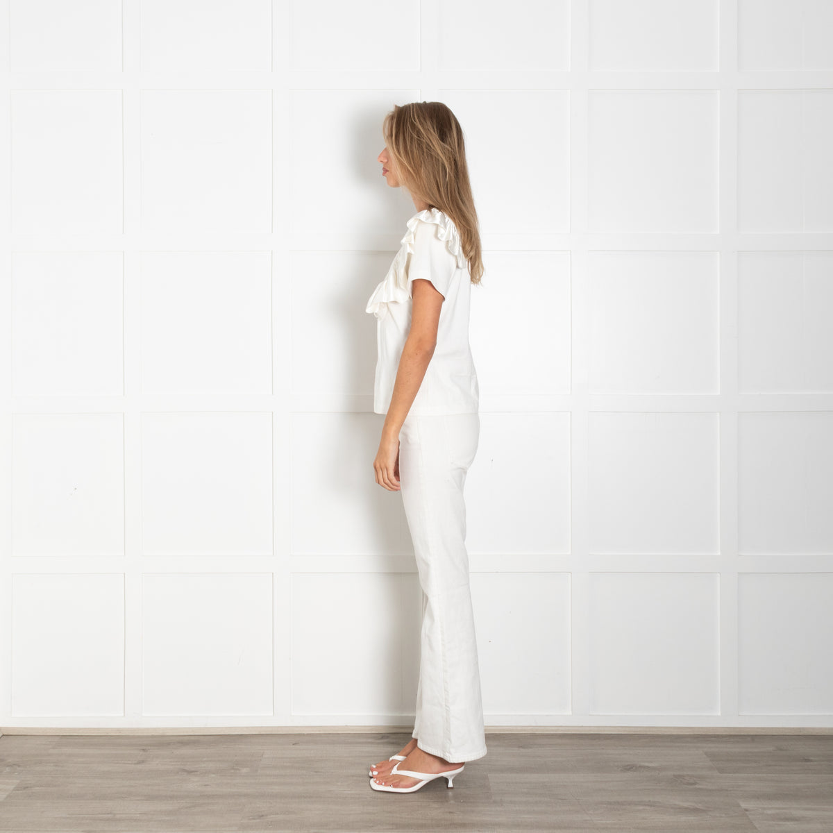Louis Vuitton Cream Ruffle Detail T-Shirt