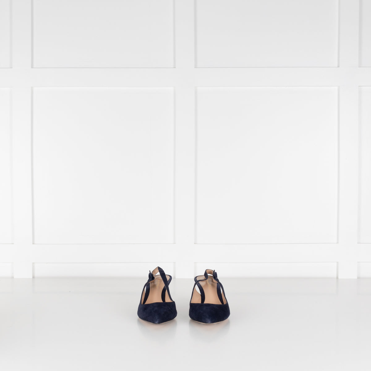 Gianvito Rossi Navy Blue Suede Slingbacks