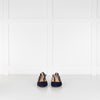 Gianvito Rossi Navy Blue Suede Slingbacks