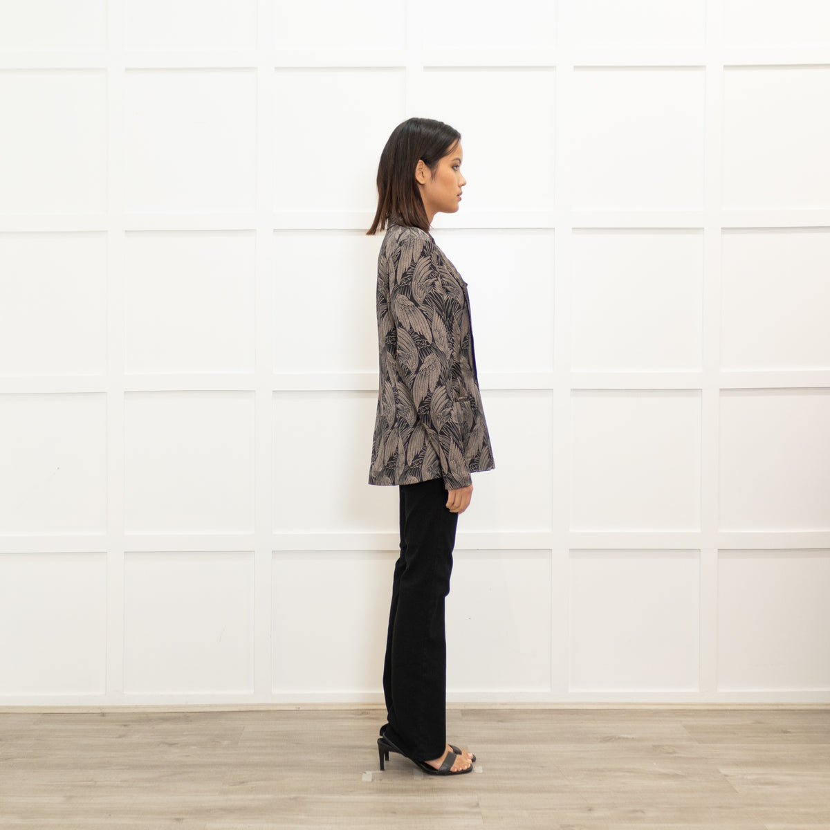 Dea Kudibal Feather Print Black Silk Jacket