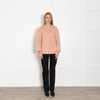 Goelia Pink Pearl Button Collarless Jacket