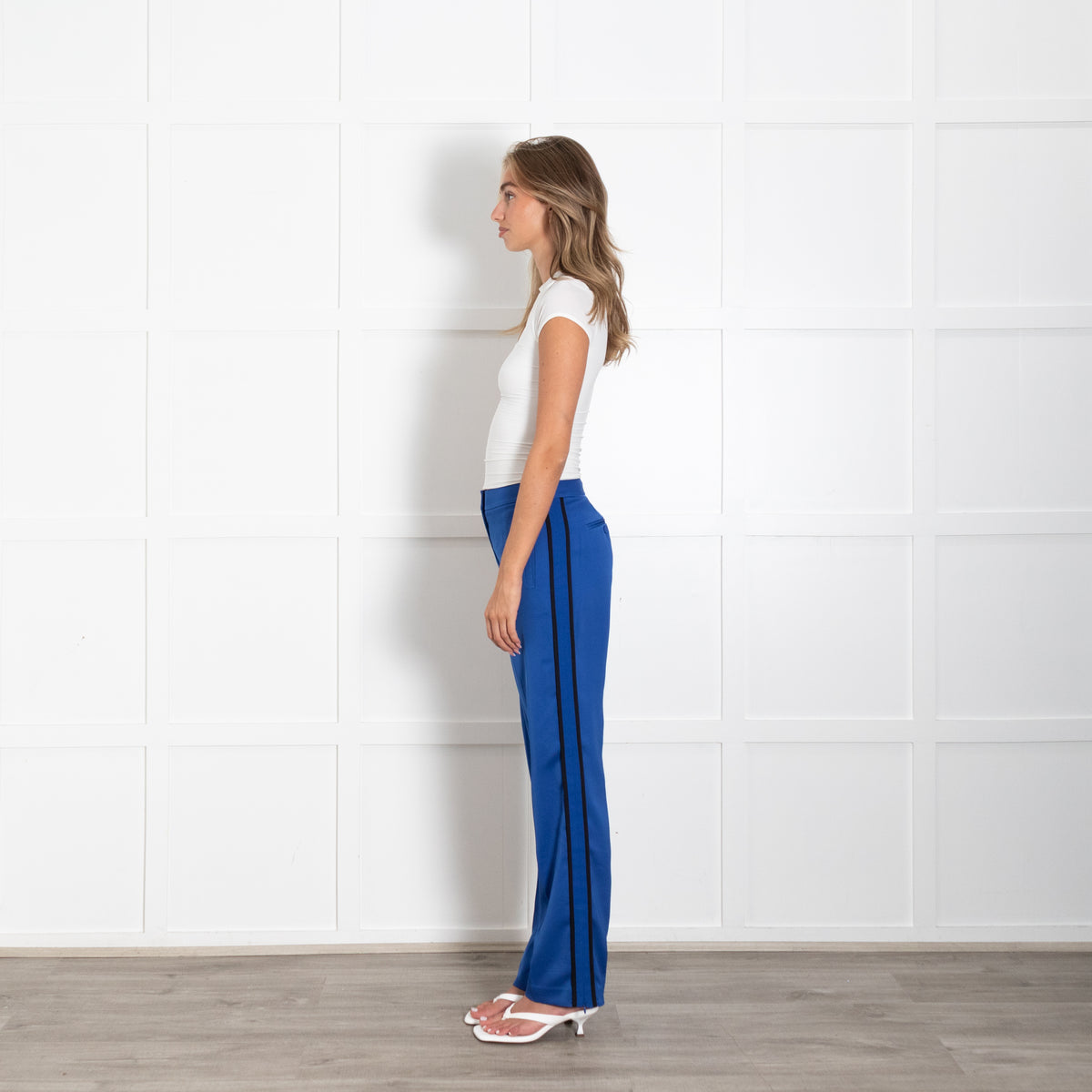Me +Em Royal Blue Tailored Trousers With Black Side Stripe UK 6