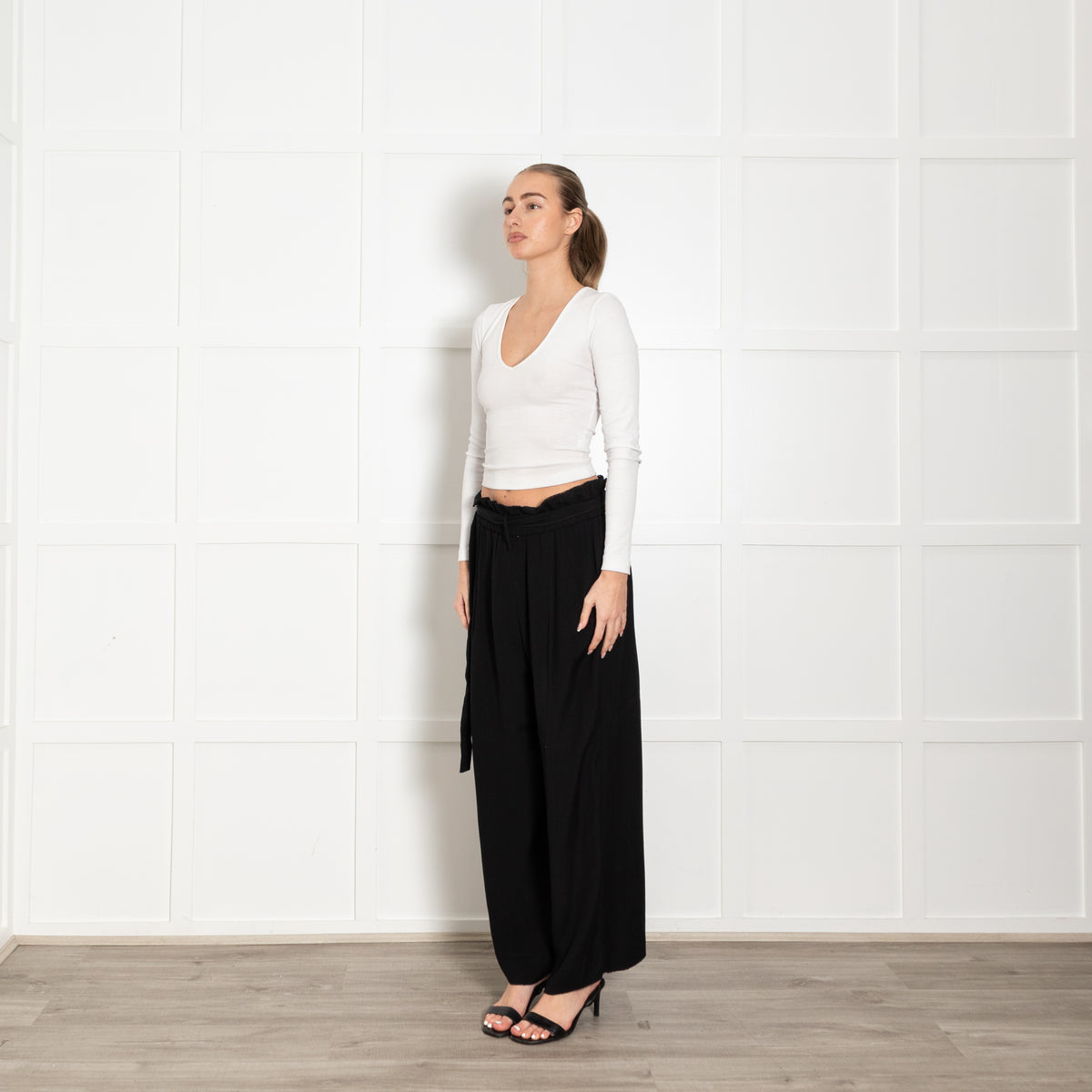 Forte Forte Black Elasticated Waist Wide Leg Trousers