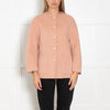 Goelia Pink Pearl Button Collarless Jacket