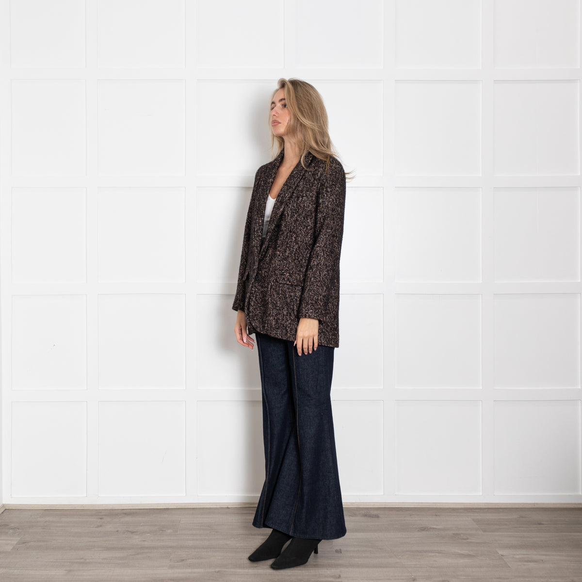Sessun Brown Black Cream Fleck Blazer Jacket