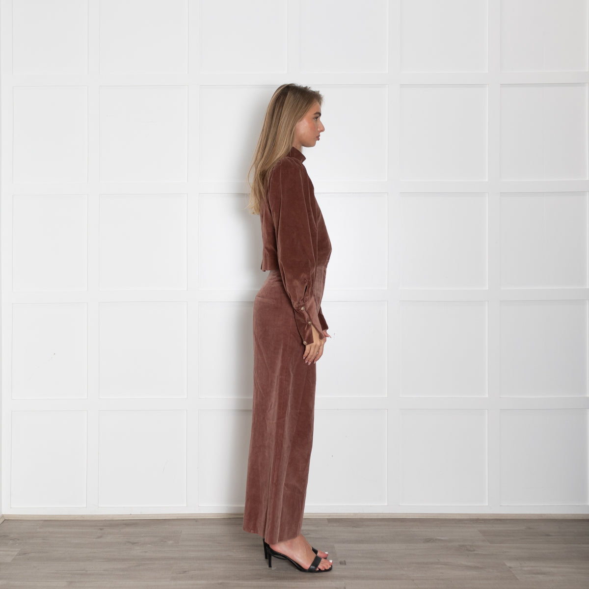 Anna Mason Brown Courdroy Top With Puffed Sleeves