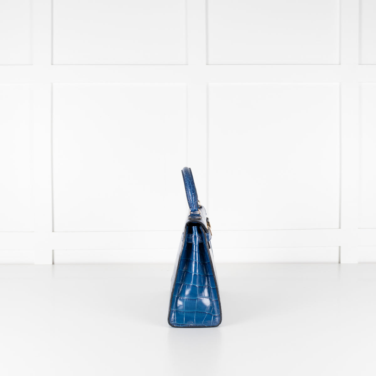 LaLage Beaumont Maya East West Blue Crocodile Print Bag