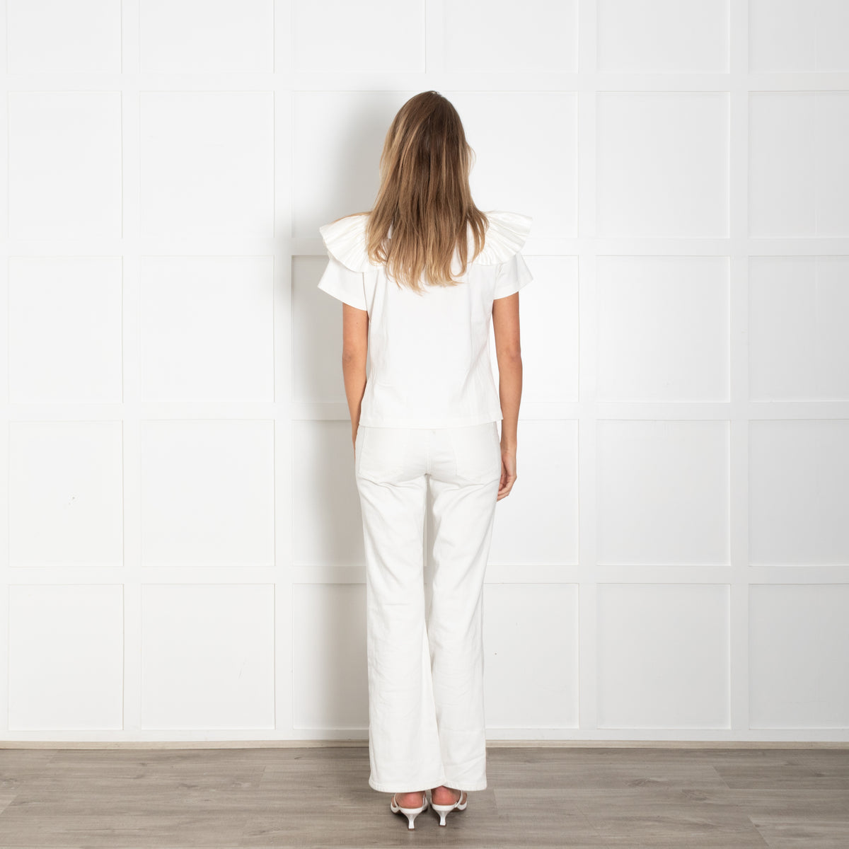 Louis Vuitton Cream Ruffle Detail T-Shirt