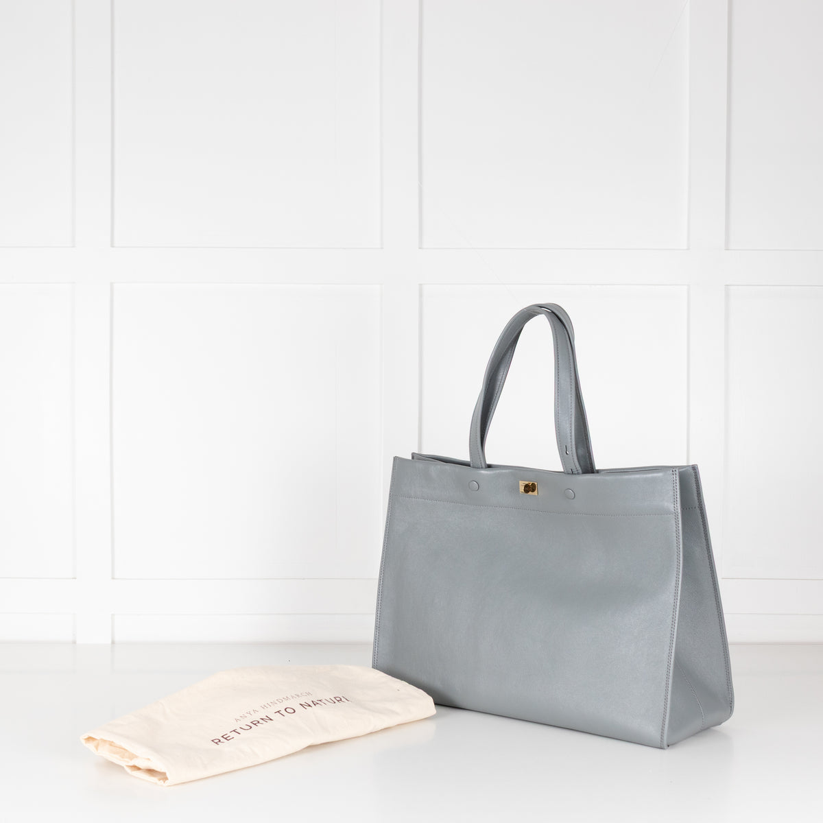 Anya Hindmarch Calf Leather Mortimer Grey LargeTote