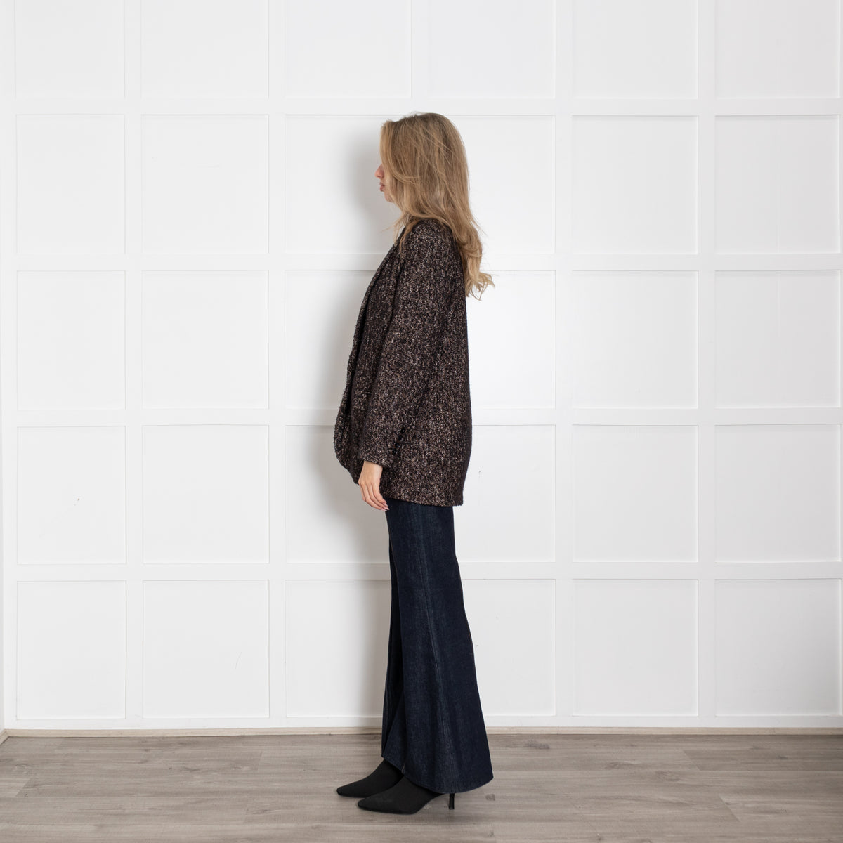 Sessun Brown Black Cream Fleck Blazer Jacket