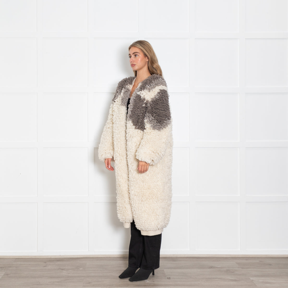 Raey Cream Hairy Tonal Chunky Recycled Cashmere Long Cardigan