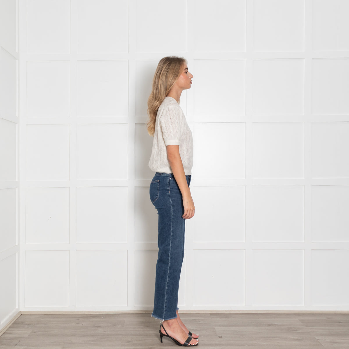 Lisa Yang Cream Cashmere & Silk Short-sleeve Jumper