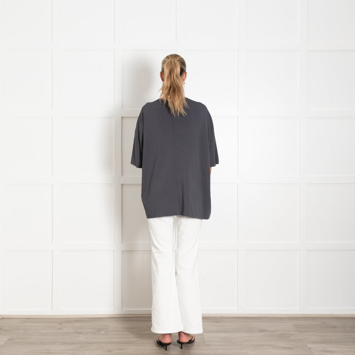 The Frankie Shop Grey Knit Short Sleeve Top