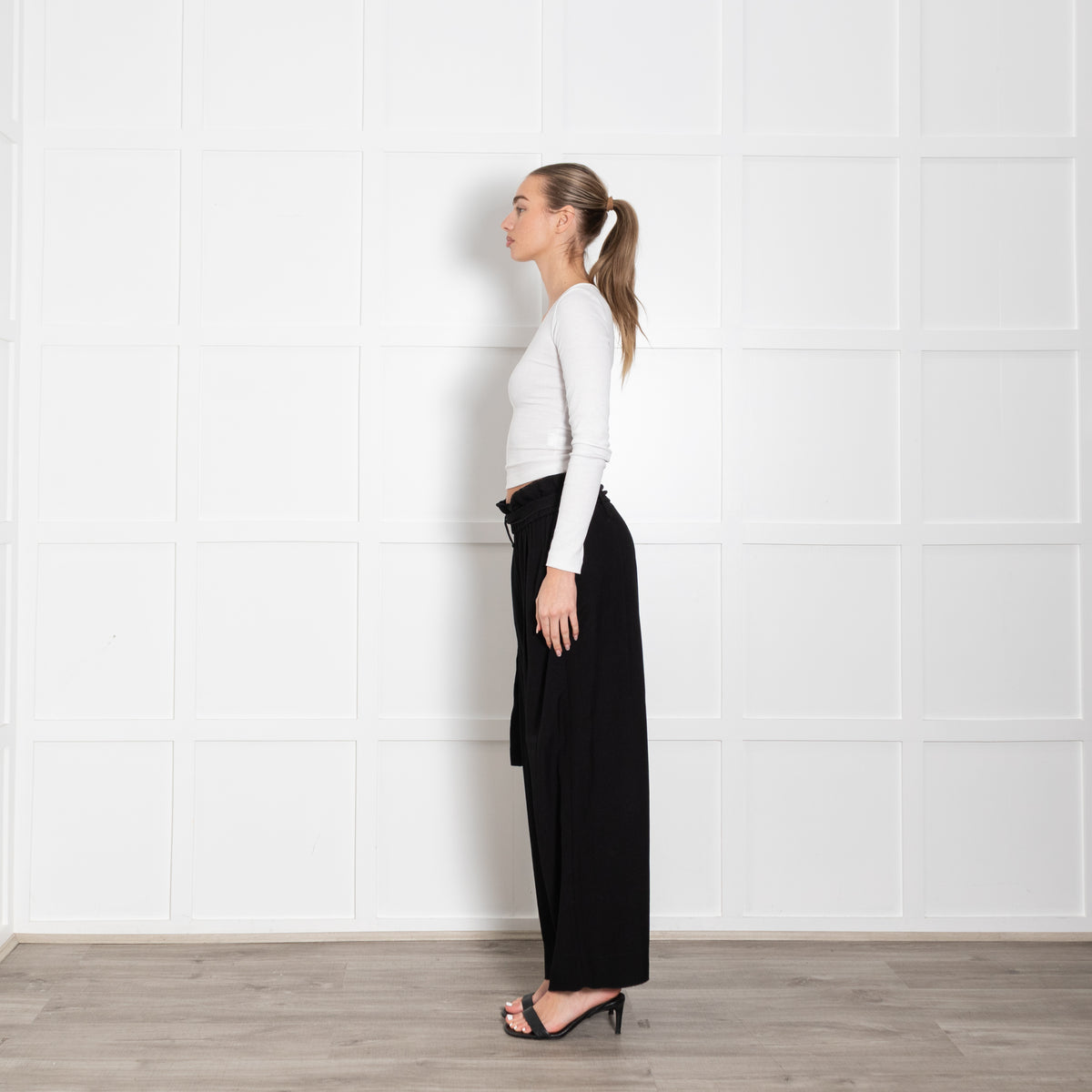 Forte Forte Black Elasticated Waist Wide Leg Trousers