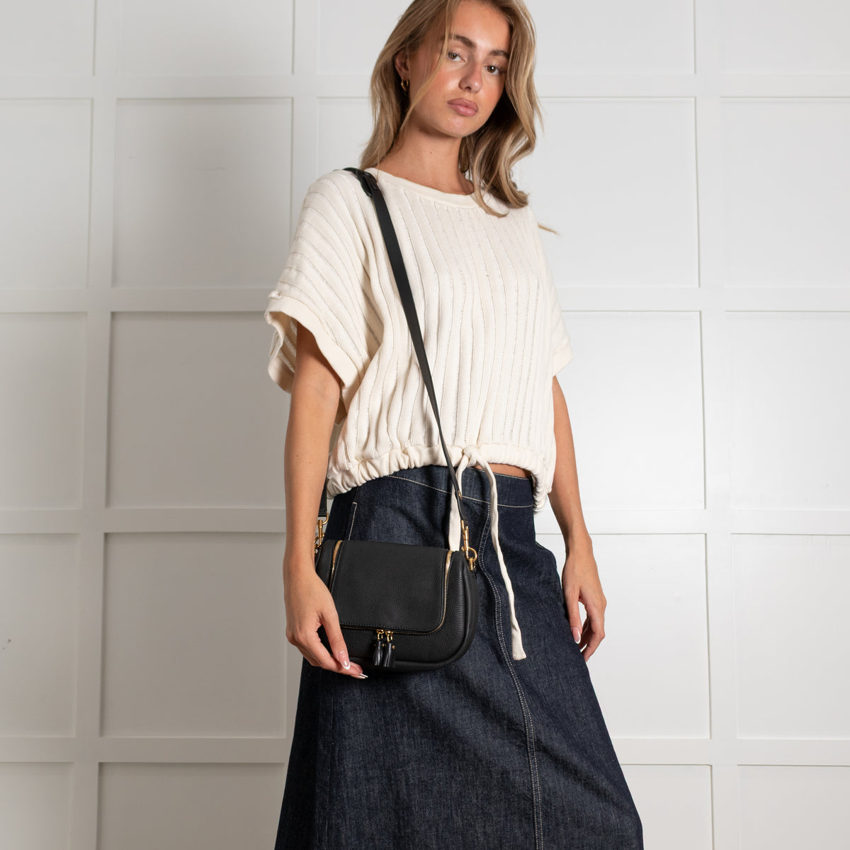 Anya Hindmarch Black Leather Vere Crossbody Bag