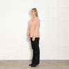 Goelia Pink Pearl Button Collarless Jacket