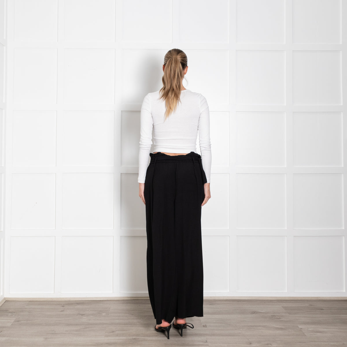 Forte Forte Black Elasticated Waist Wide Leg Trousers