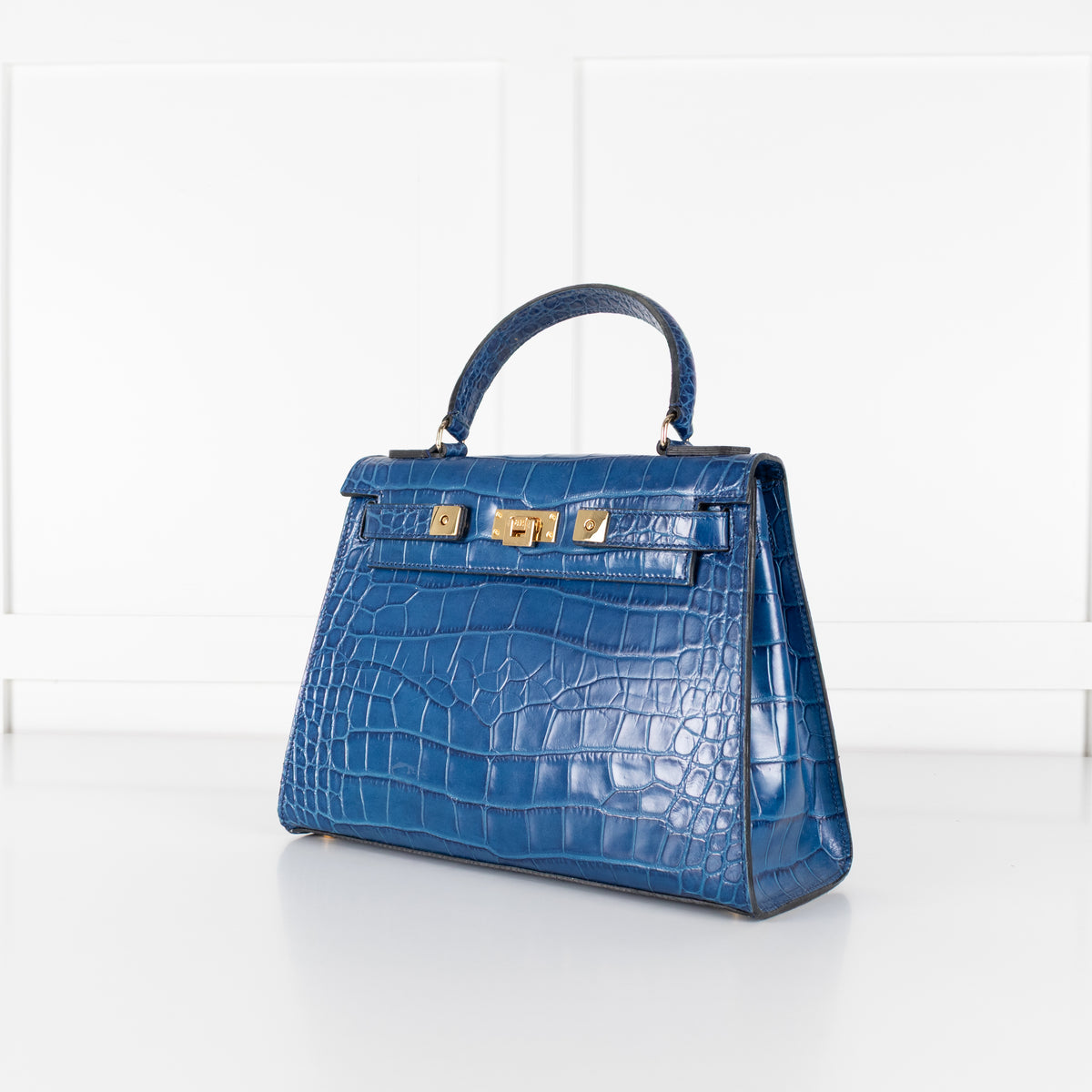 LaLage Beaumont Maya East West Blue Crocodile Print Bag