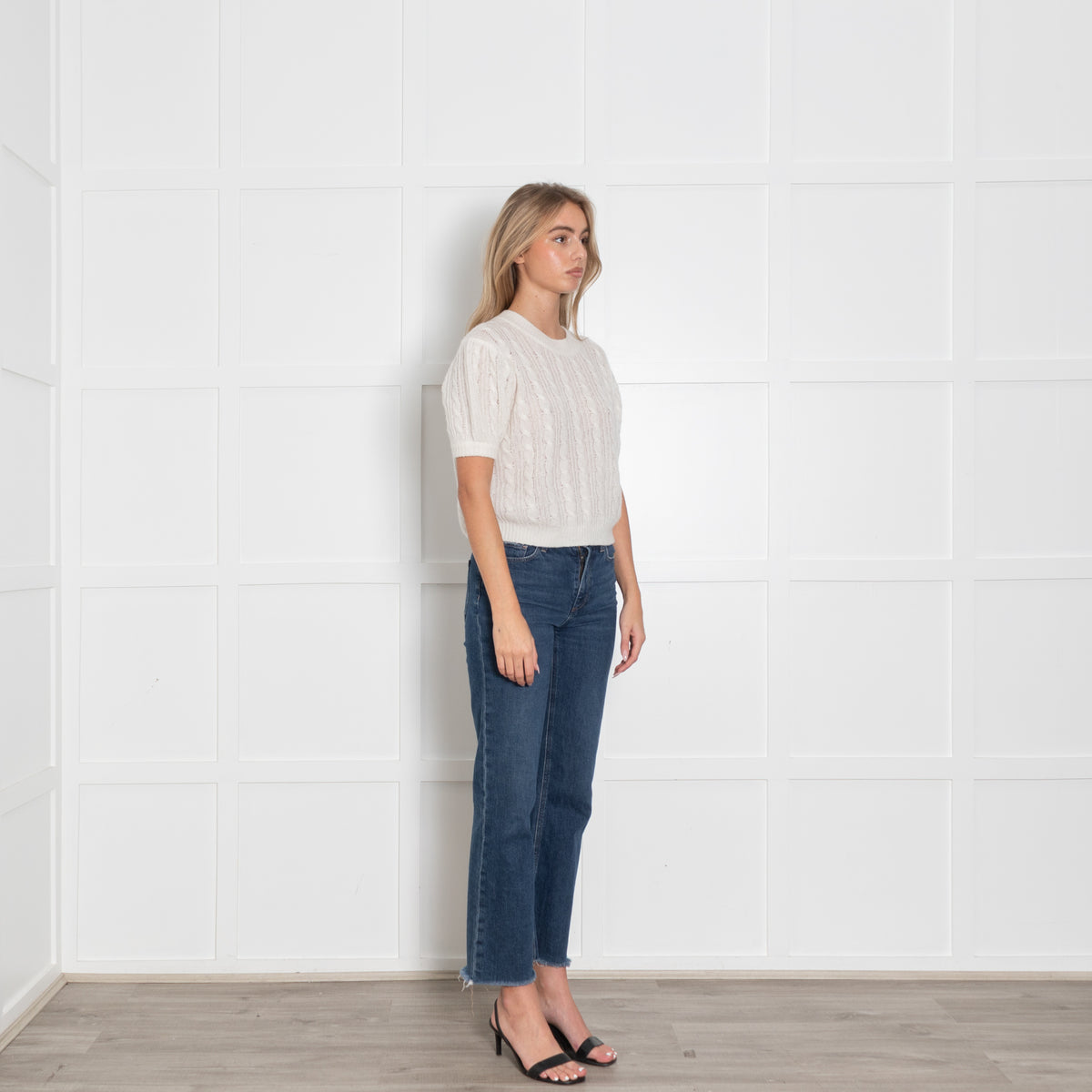 Lisa Yang Cream Cashmere & Silk Short-sleeve Jumper