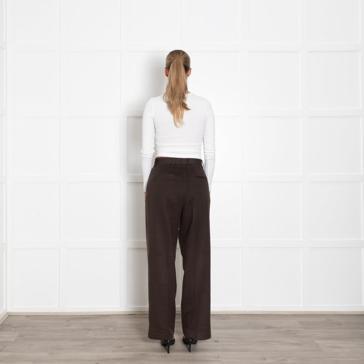 Officine Generale Brown Pleated Front Wide Leg Trousers
